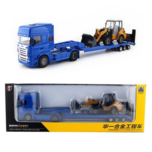 ماکت فلزی تریلی اسکانیا کفی حمل لودر مقیاس 1:50 HY-TRUCK