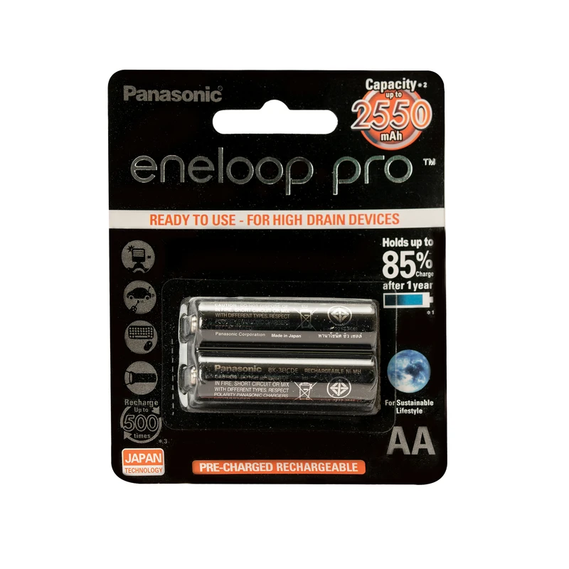 باتری قلمی قابل شارژ پاناسونیک مدل eneloop pro 2550 mha بسته ۲ عددی