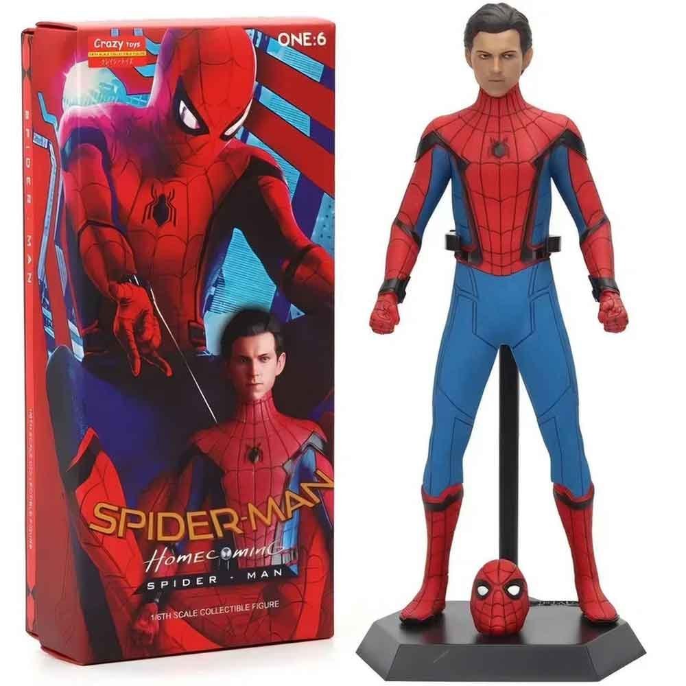فیگور اسپایدرمن 30 سانتی CRAZY TOYS با سر اضافی
